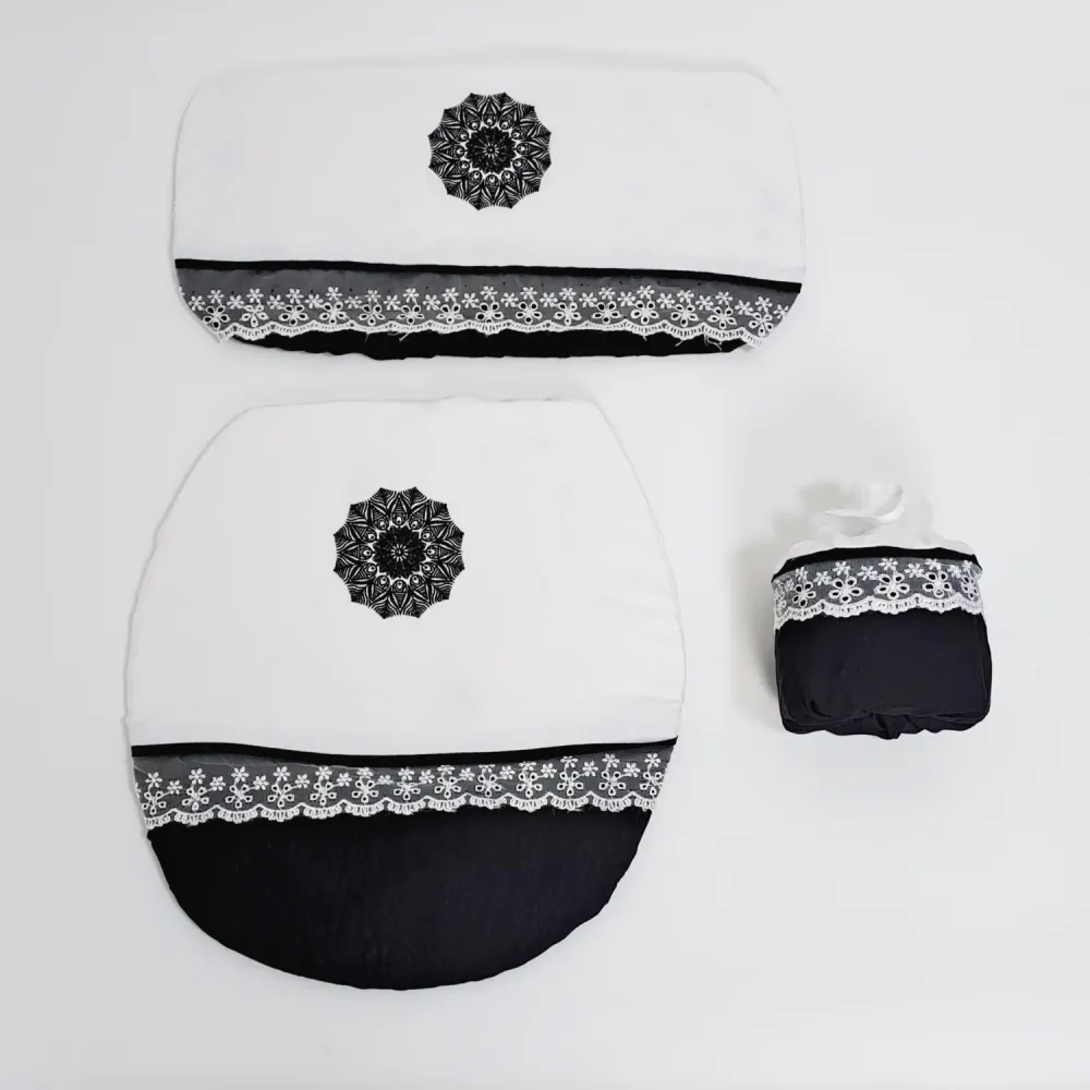 Set 4 Piezas Textil De Baño Microfibra Bordado Mandala Chantilly