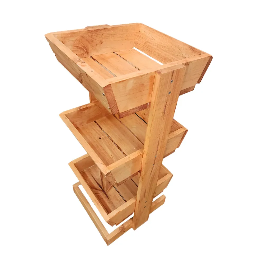 Verdulero de Madera 3 Bandejas Alerce 85x35x38 Importaciones CMF