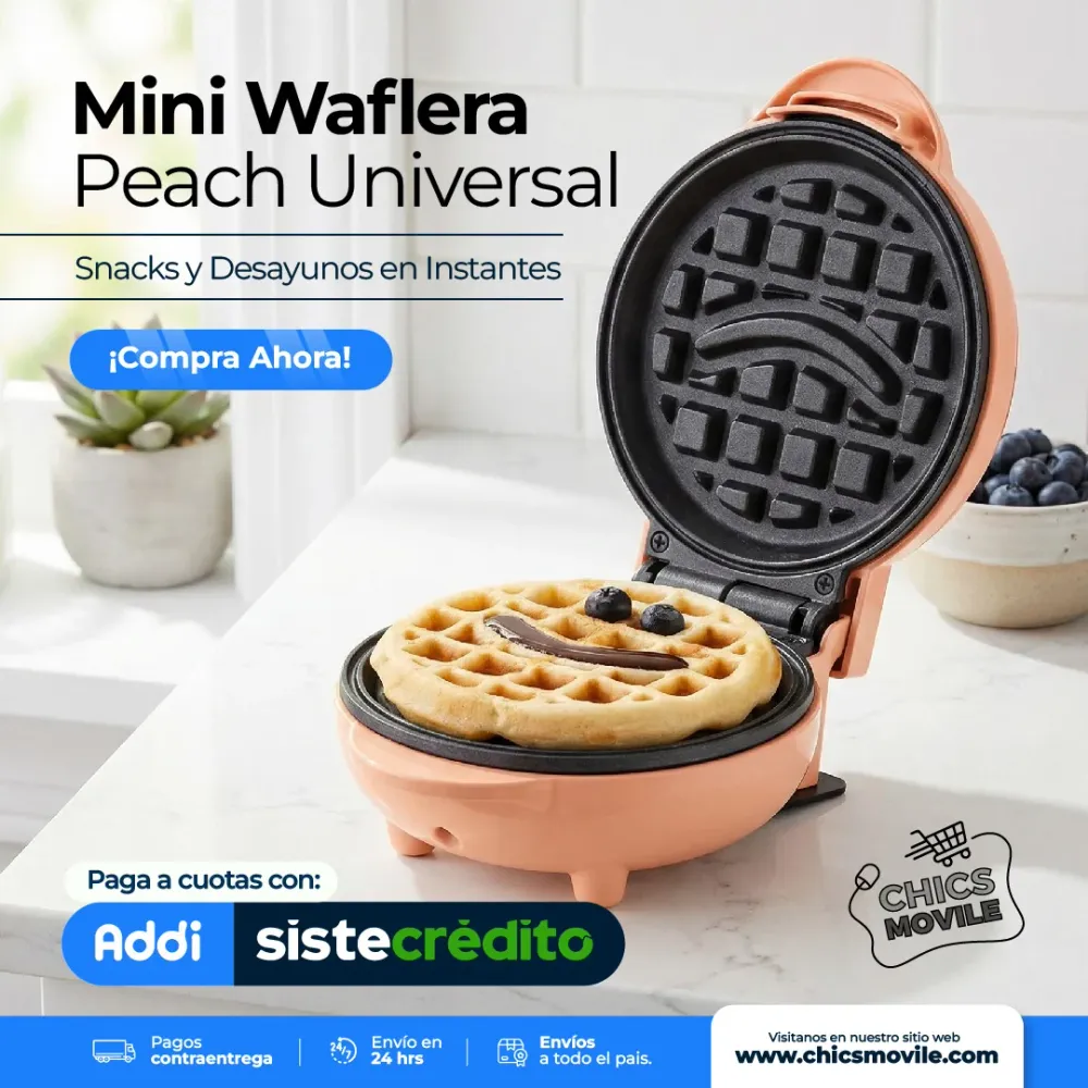 Mini Wafflera peach Universal Chics Movile
