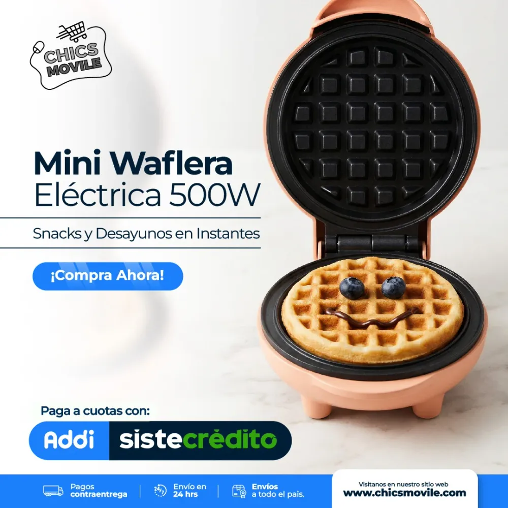 Mini Wafflera peach Universal Chics Movile
