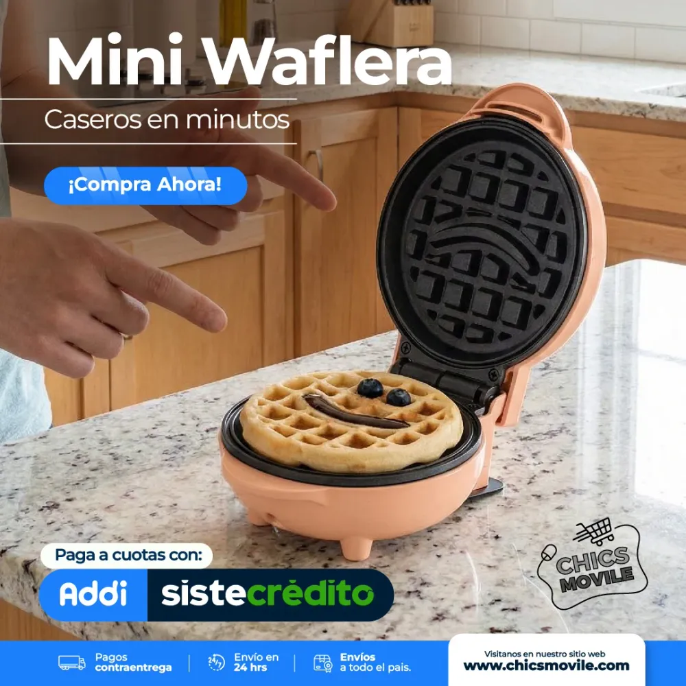 Mini Wafflera peach Universal Chics Movile