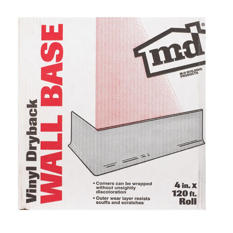 M-D Building Products 4 . H X 0.08 . W X 120 ft. L Dry Back Silver Gray Vinyl Wall Base - Open Box