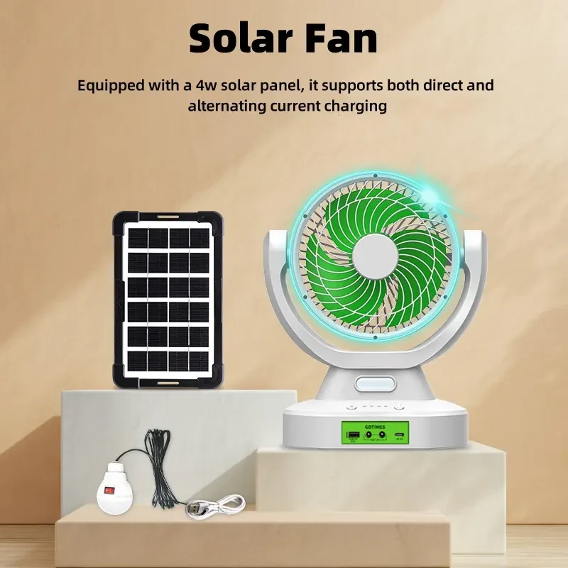 ABANICO SOLAR RECARGABLE - INCLUYE BOMBILLOS Cclamp
