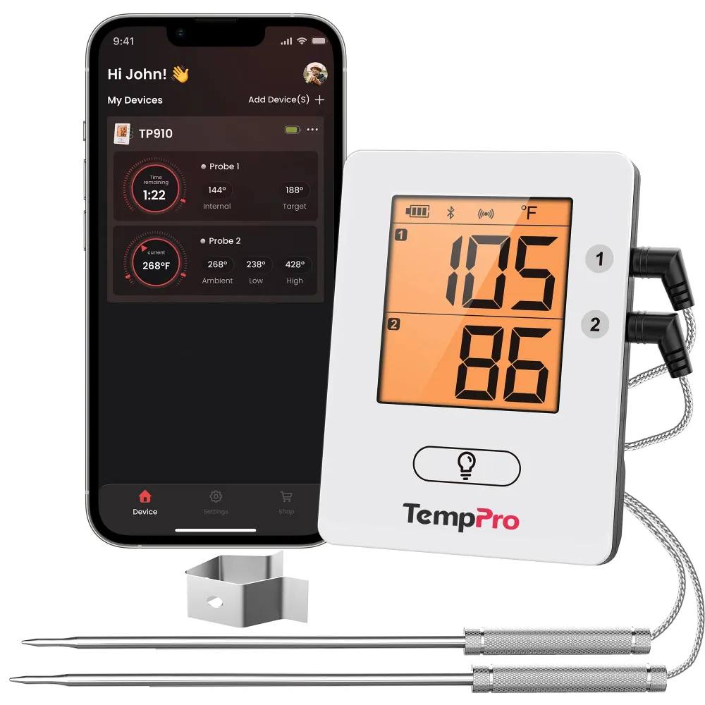 Termómetro para carne Bluetooth TP910 de 650 pies ThermoPro