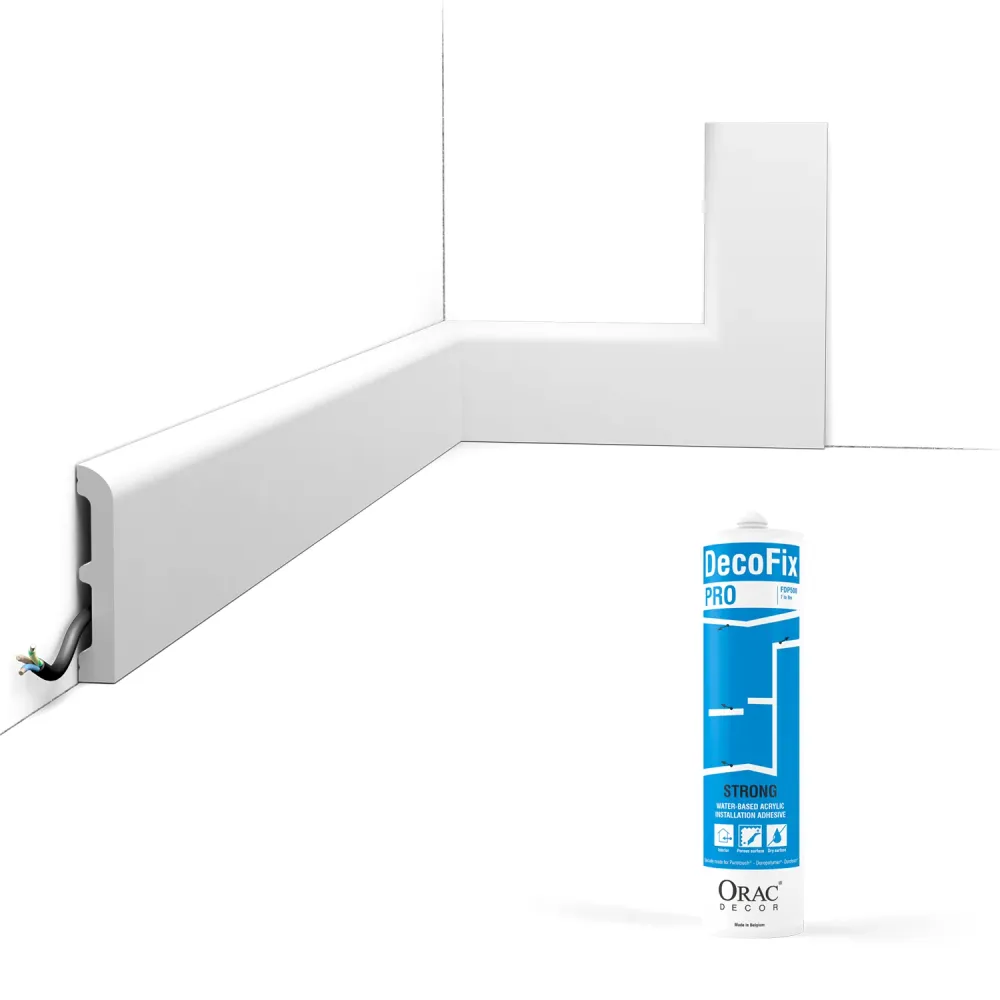 Pack de 10 metros de rodapié SX183 con cola - Orac x Rieles para cuadros y más - 7,5x1,3x200